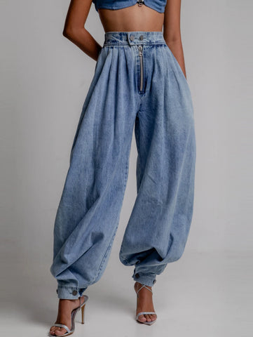Trendy High Waist Trouser Jeans