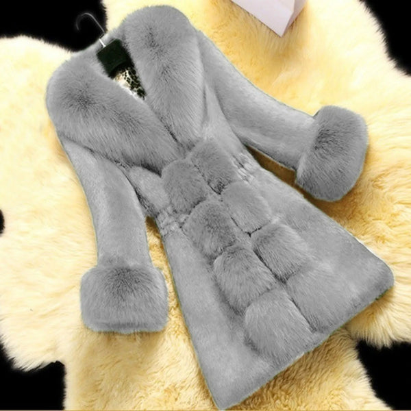 Trendy Plush Solid Faux Fur Winter Coat