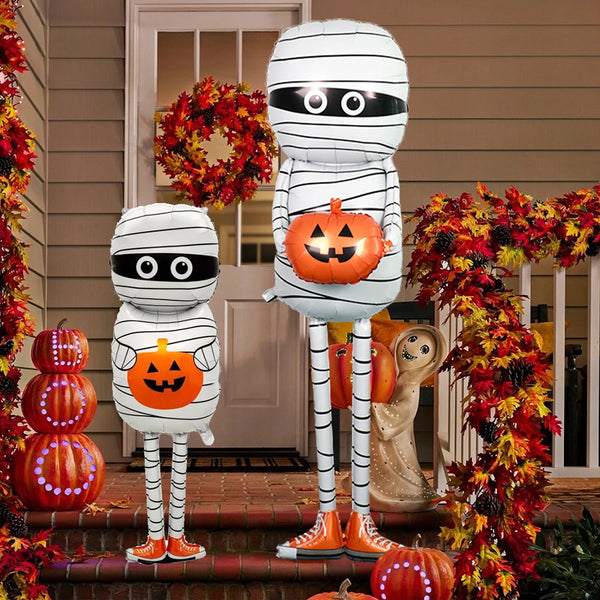 Trendy Halloween Mummy Holding Pumpkin Decor