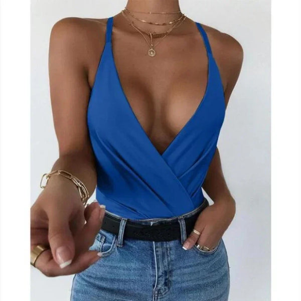 Trendy V Neck Halter Crop Top