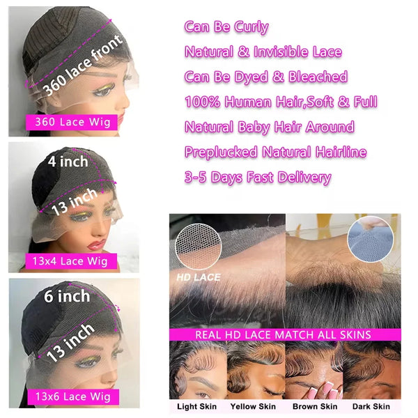 Trendy Bone Straight Human Brazilian Lace Frontal Wig