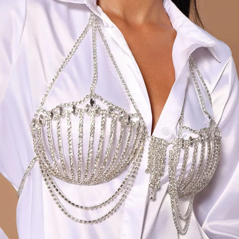 Trendy Rhinestone Bra Chain Body Jewelry