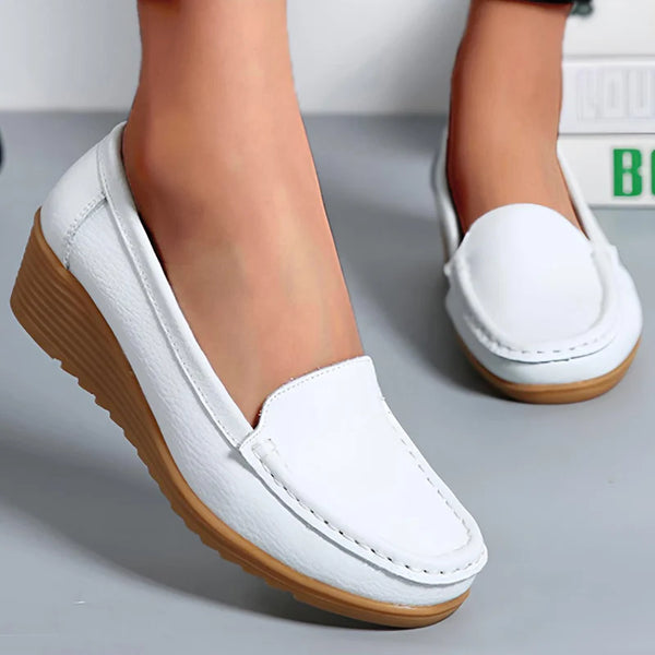 Trendy Leather Penny Loafers With Heel