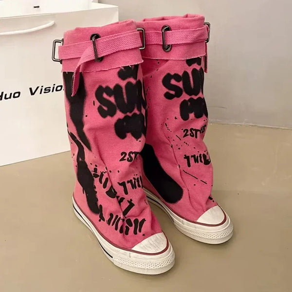 Trendy High Top Flat Platform Sneakers