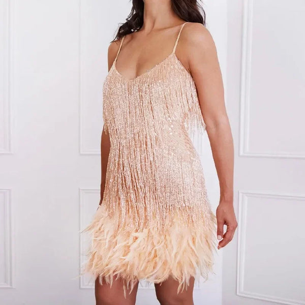Trendy Fringed Tassel Mini Party Dress
