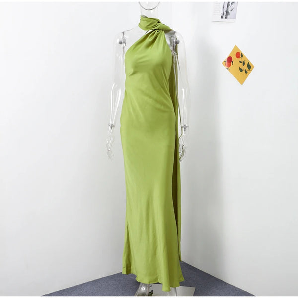 Trendy Halter Flared Long Maxi Inspired Formal Dress
