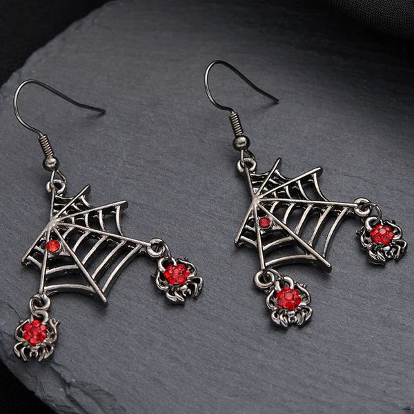 Acrylic Halloween Big Heart Circle Hollow Spider Web Drop Earrings For Women Girls Cobweb Dangle Earrings Festival Charm Jewelry
