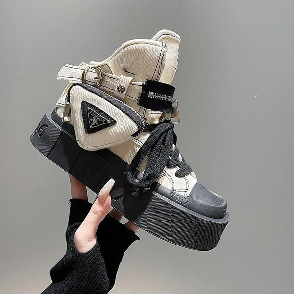 Trendy Ankle Canvas Platform Shoes