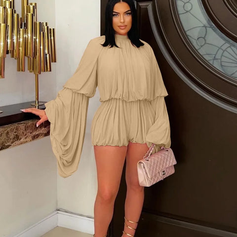 Trendy Draped Ruffled Two Piece Short Set