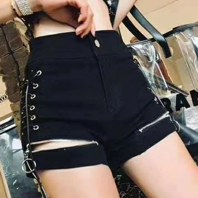 Trendy Peak A Boo Zipper Mini Shorts