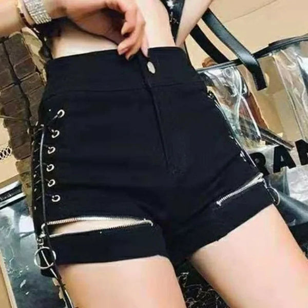 Trendy Peak A Boo Zipper Mini Shorts