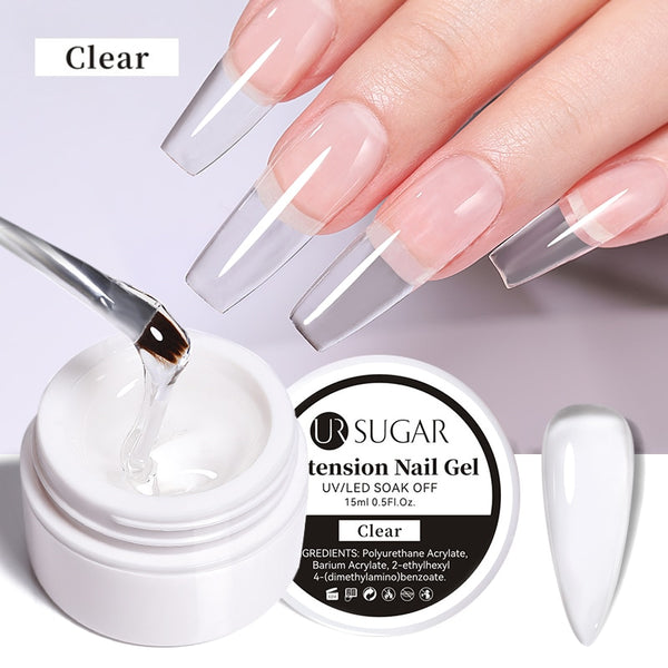 UR SUGAR Milky White Clear Pink Color 15ml Jelly Extension Nail Gel Polish Soak Off UV LED Gel Varnish Manicure Tips Tools