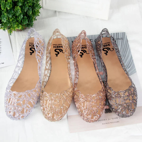 Trendy Hollow Out Fashion Crystal Sandals