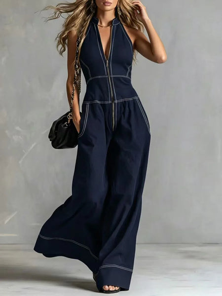 Trendy Sleeveless Loose Wide Leg Jumpsuit