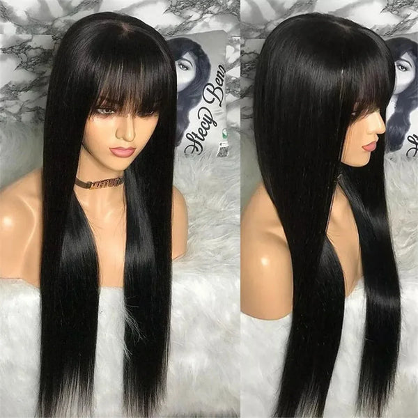 Trendy Black Straight Brazilian 100% Human Hair With Bang