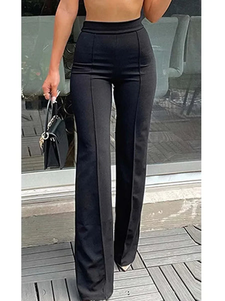 Trendy Flared Business Casual High Waist Pants