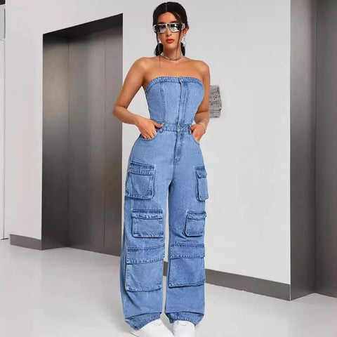 Trendy Loose Overall Huge Pocket Jumpsuit