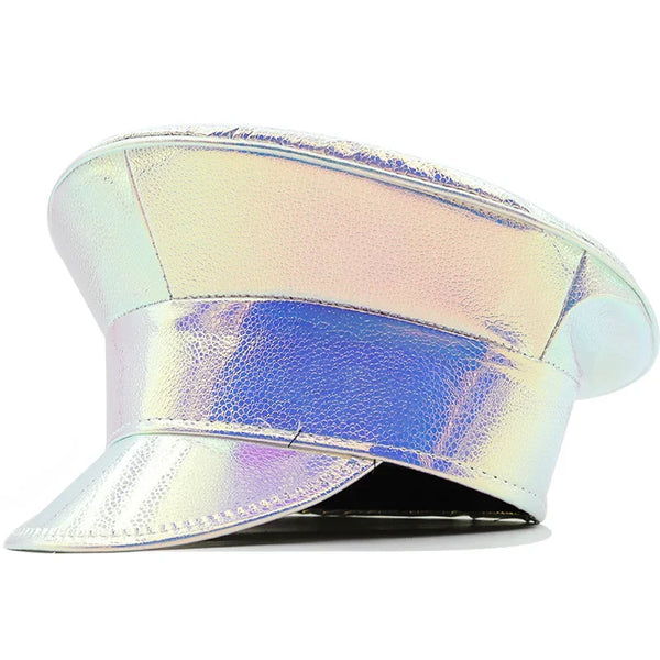 Trendy Faux Patent Leather Navy Inspired Hat