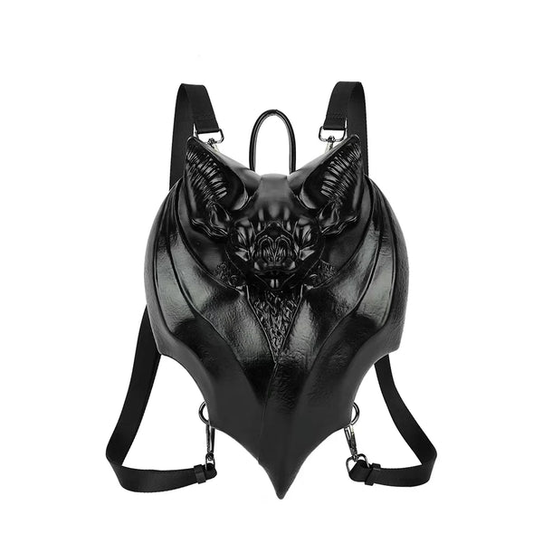 Trendy Gothic Black Bat Shaped Halloween Backpack