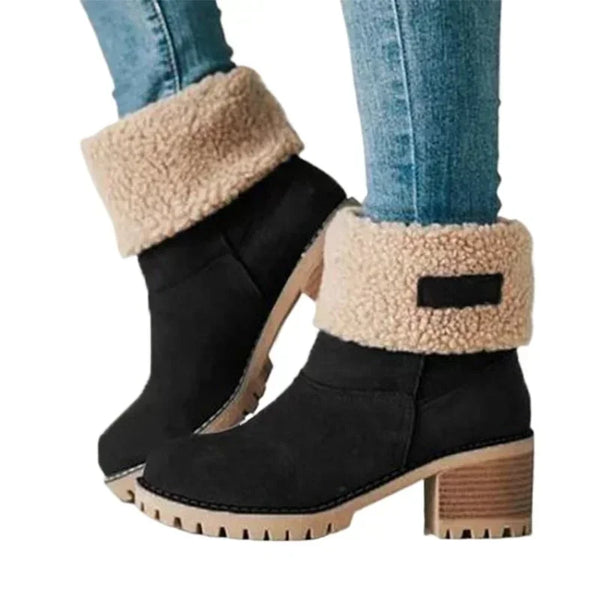 Trendy Suede Solid Color Short Chunky Heel Boots