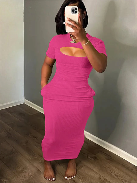 Trendy Hollow Out Short Sleeve Dress