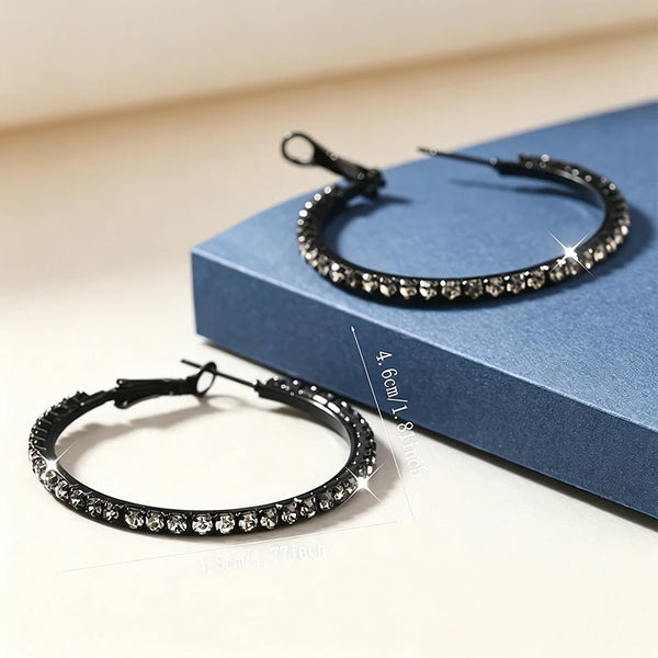 Elegant Sparkling Pink Hoop Earrings with Clear Gemstones for Women Stylish Round Design Perfect Jewelry Gift Novelty Earrings