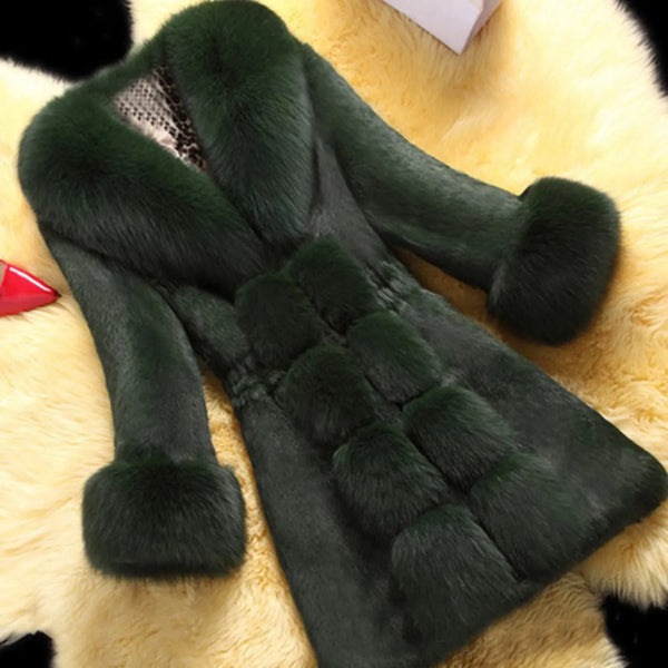 Trendy Plush Solid Faux Fur Winter Coat