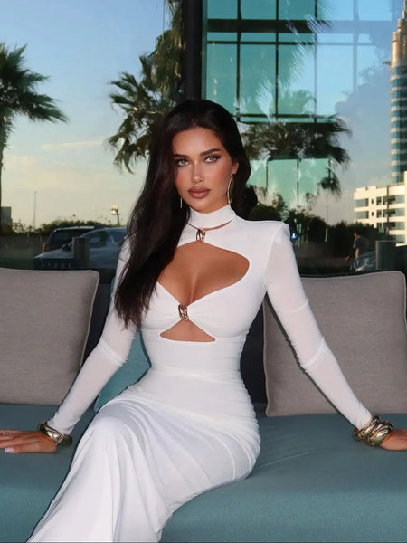 Trendy White Hollow Out Cardigan Party Dress