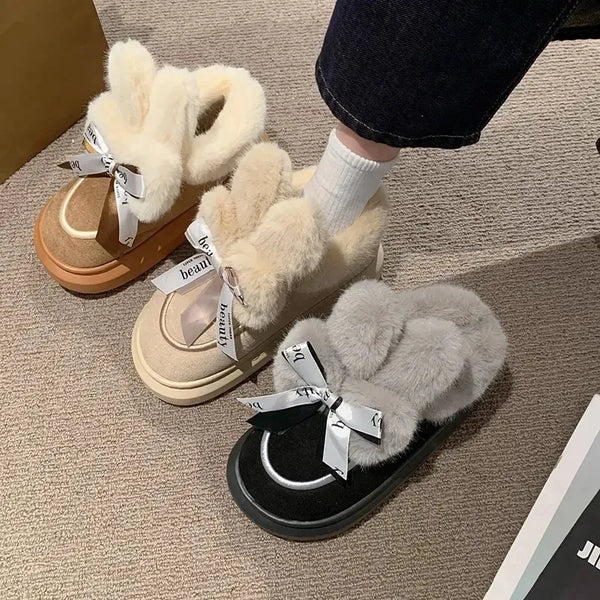 Trendy Velvet Cotton Bow Snowboots - TrendsetterbyTracy Boutique