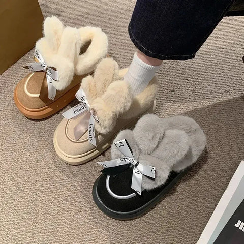 Trendy Velvet Cotton Bow Snowboots - TrendsetterbyTracy Boutique