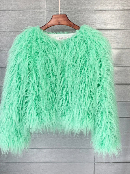 Trendy Faux Fur Shaggy Fluffy Coat