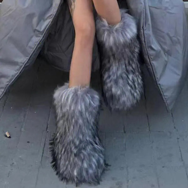 Trendy Faux Furry Fur Plush Boots