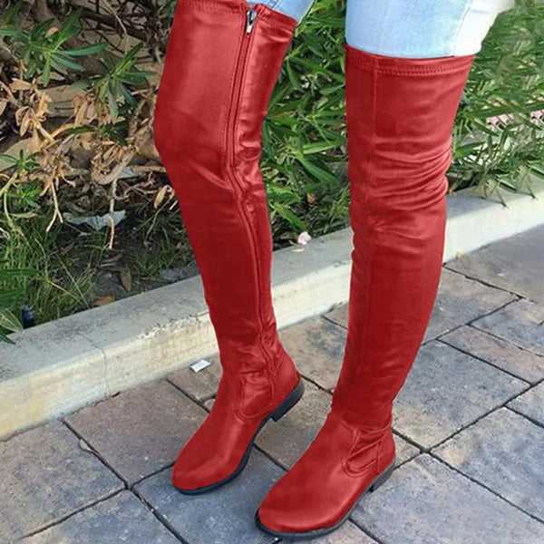 Trendy Knee Length Square Heel Round Toe Boots