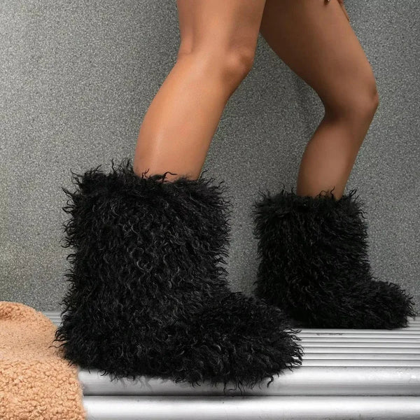 Trendy Teddy Bear Faux Wool Boots