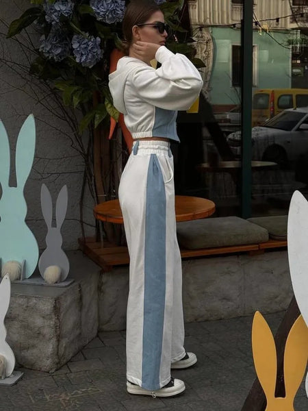 Trendy Two Piece Flare Crop Jacket And Pants Set