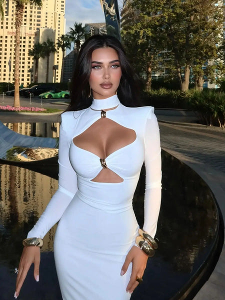 Trendy White Hollow Out Cardigan Party Dress