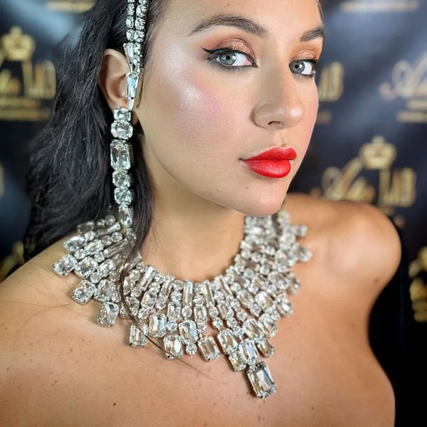 Trendy Bedazzled Jewel Geometric Necklace