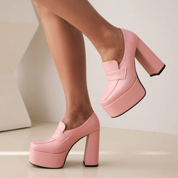 Trendy Platform High Loafer Heels