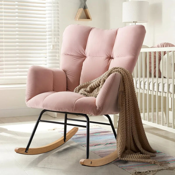 Trendy Velvet Nursery Glider Rocker Chair