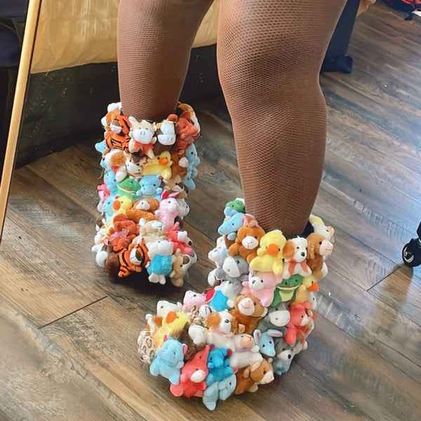 Trendy Stuffed Animals Fluff Snow Boots