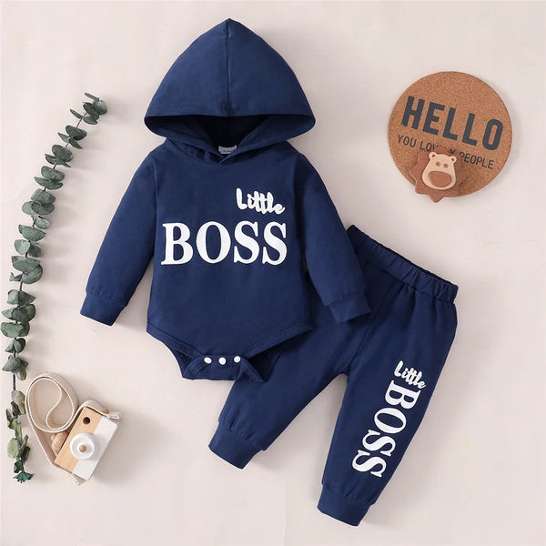 Trendy 0-24 Months  2PCS Letter print Long Sleeve Hoodie +Pants Set