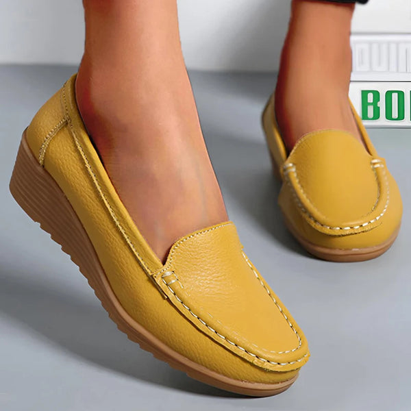 Trendy Leather Penny Loafers With Heel