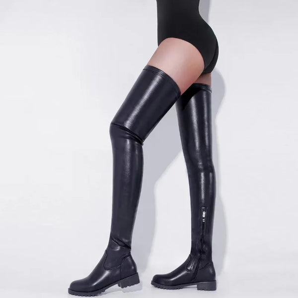 Trendy Square Heel Over The Knee High Boots - TrendsetterbyTracy Boutique