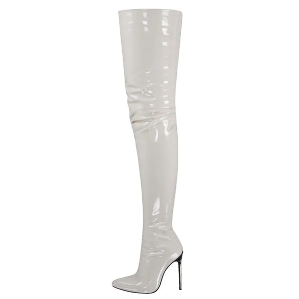 Trendy Over The Knee Patent Leather Stilettos Boots