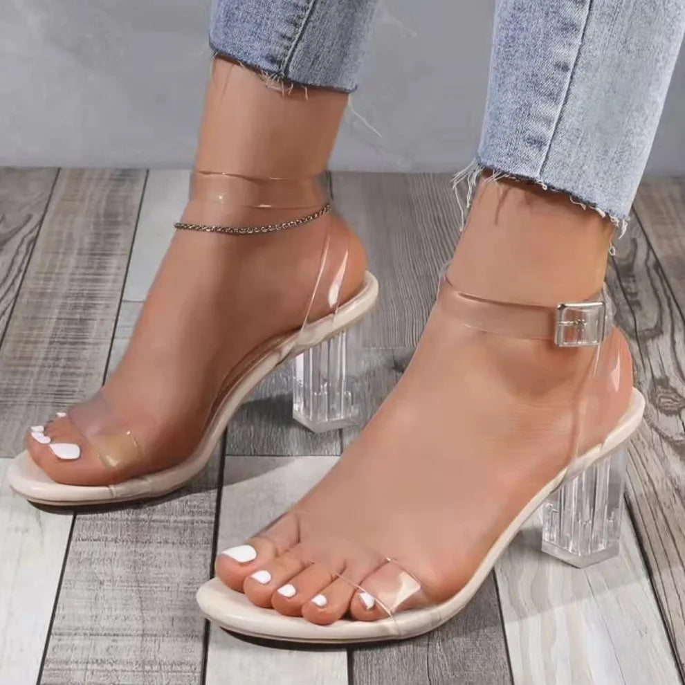 Trendy Jelly Fashion Crystal Transparent Heels