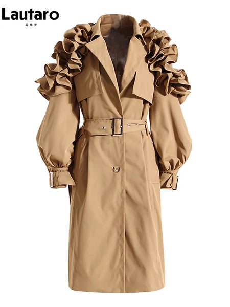 Trendy Long Trench Coat With Belt