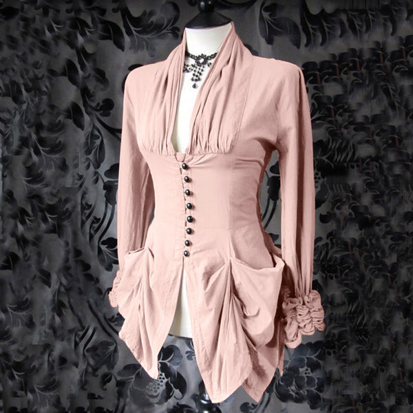 Trendy Gothic Ruffled Medieval Inspired Blouse