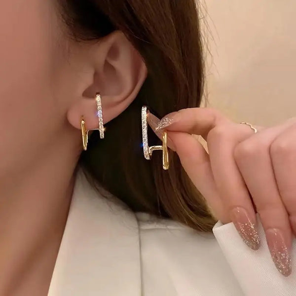 925 Silver Needle Korean Fashion Crystal Heart Earrings For Women Jewelry 2025 Trending New Luxury Women's Hoop Earrings Brincos