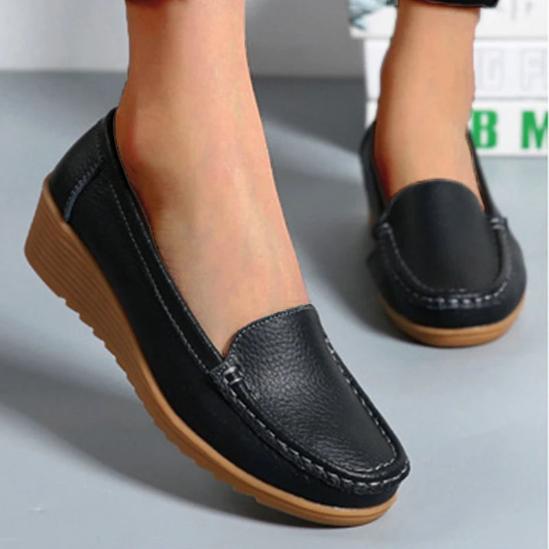 Trendy Leather Penny Loafers With Heel