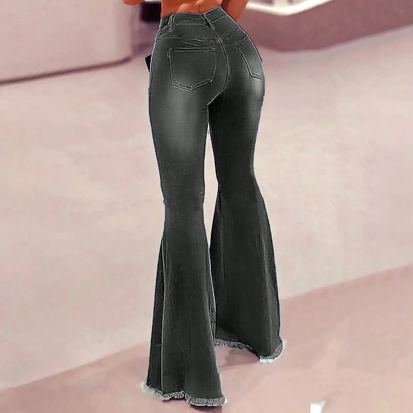 Vroue-Jeans Retro Effekleur Hoëmiddellyf Rek-Denim Langbroek Sexy Ontwerp Jeans Mode Straatdrag Alledaagse Vroulike Rekbroek